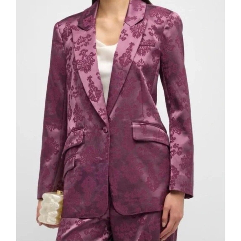Cinq à Sept Faye Floral Jacquard Blazer Dark Fig Print Jacket Women’s Size 4 NEW